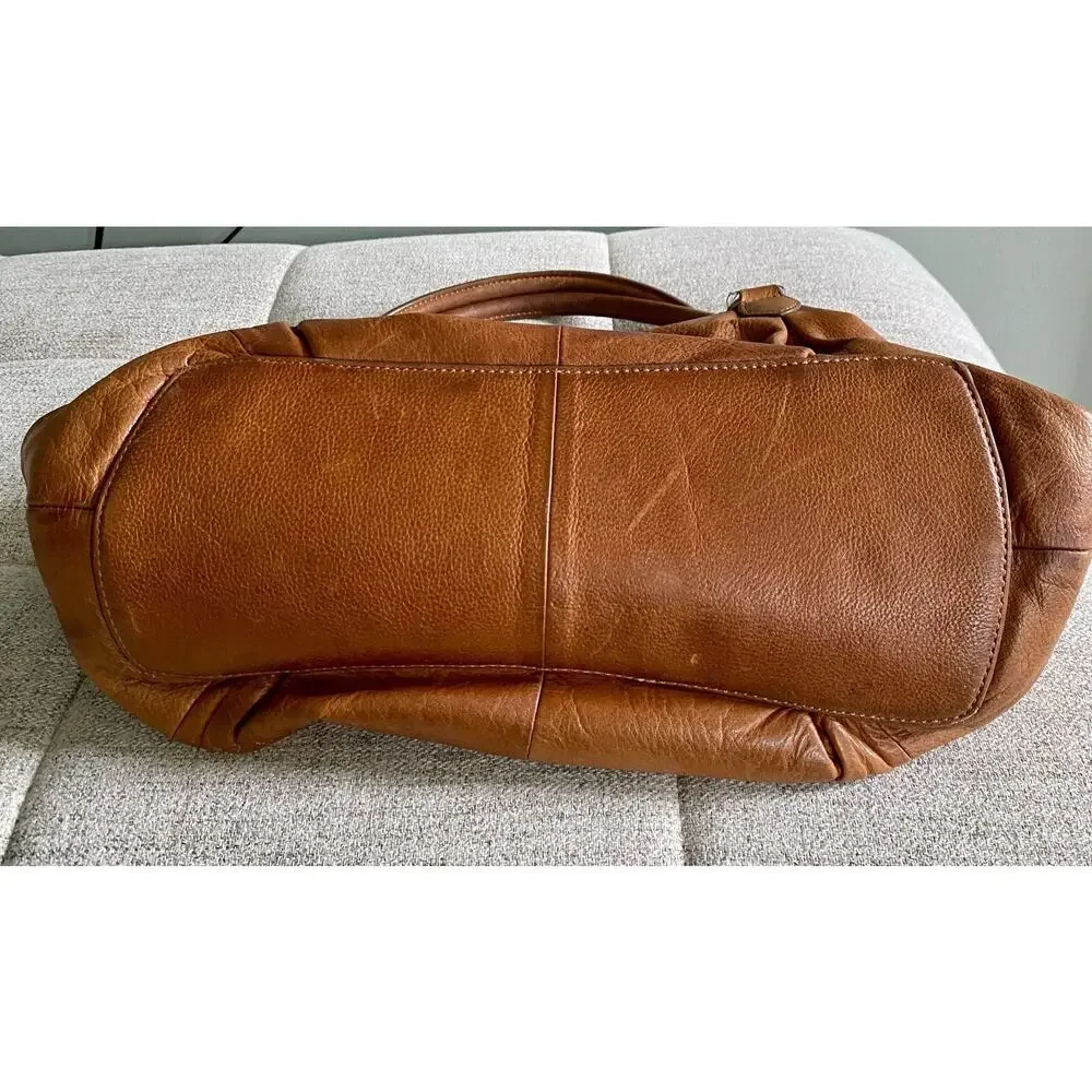 J. Crew Brompton Cognac Brown Pebbled Leather Slouchy Hobo Satchel Bag